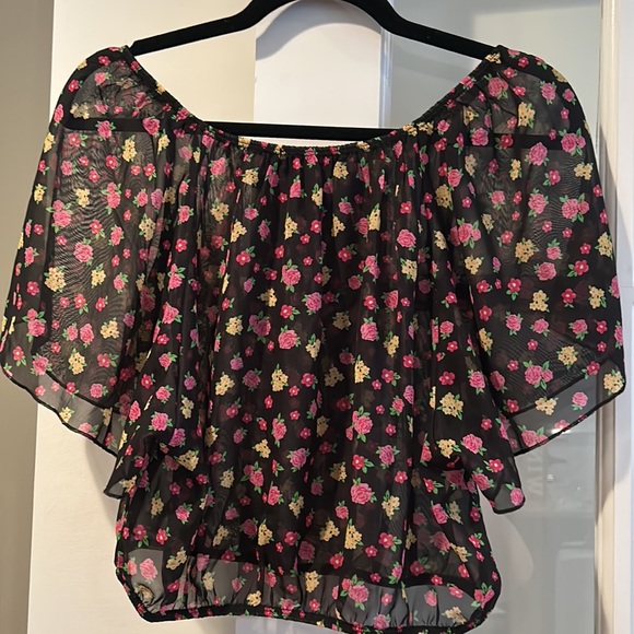 Colorful Flower short-sleeve crop top - Picture 2 of 3